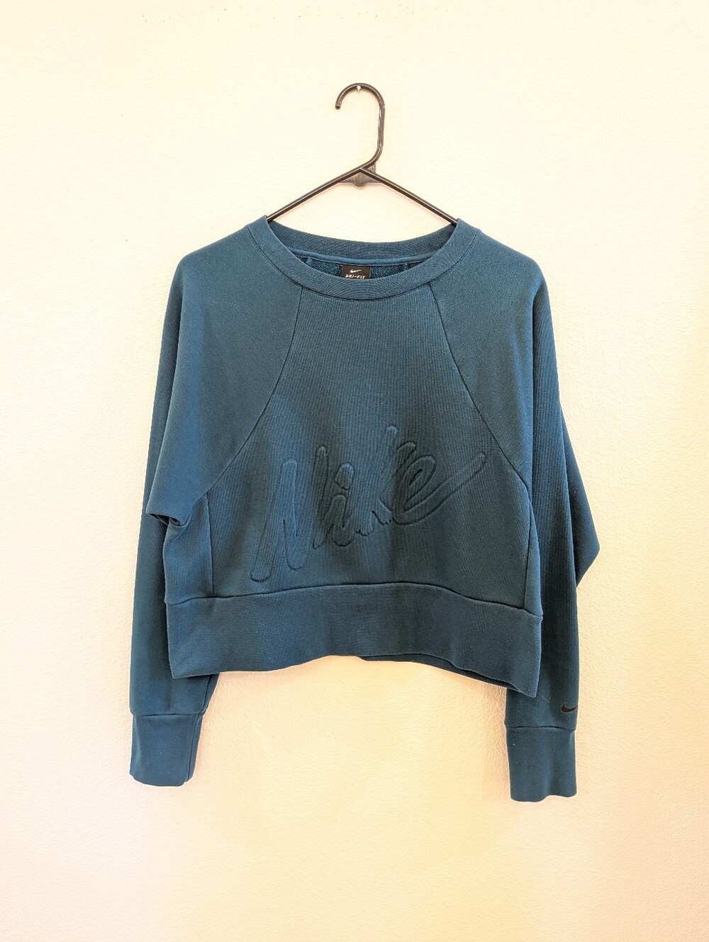 Nike Teal Ribbed Cropped Crew Sweatshirt